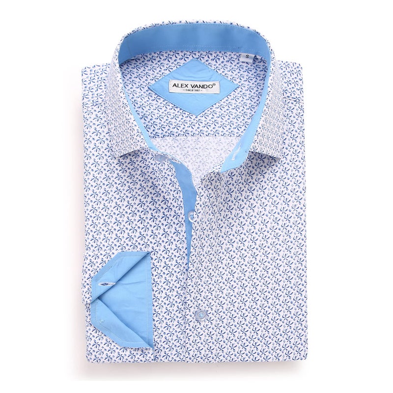 Alex Vando Mens Printed Dress Shirts Long Sleeve Regular Fit Button Down Shirt,white6495,L - Image 1